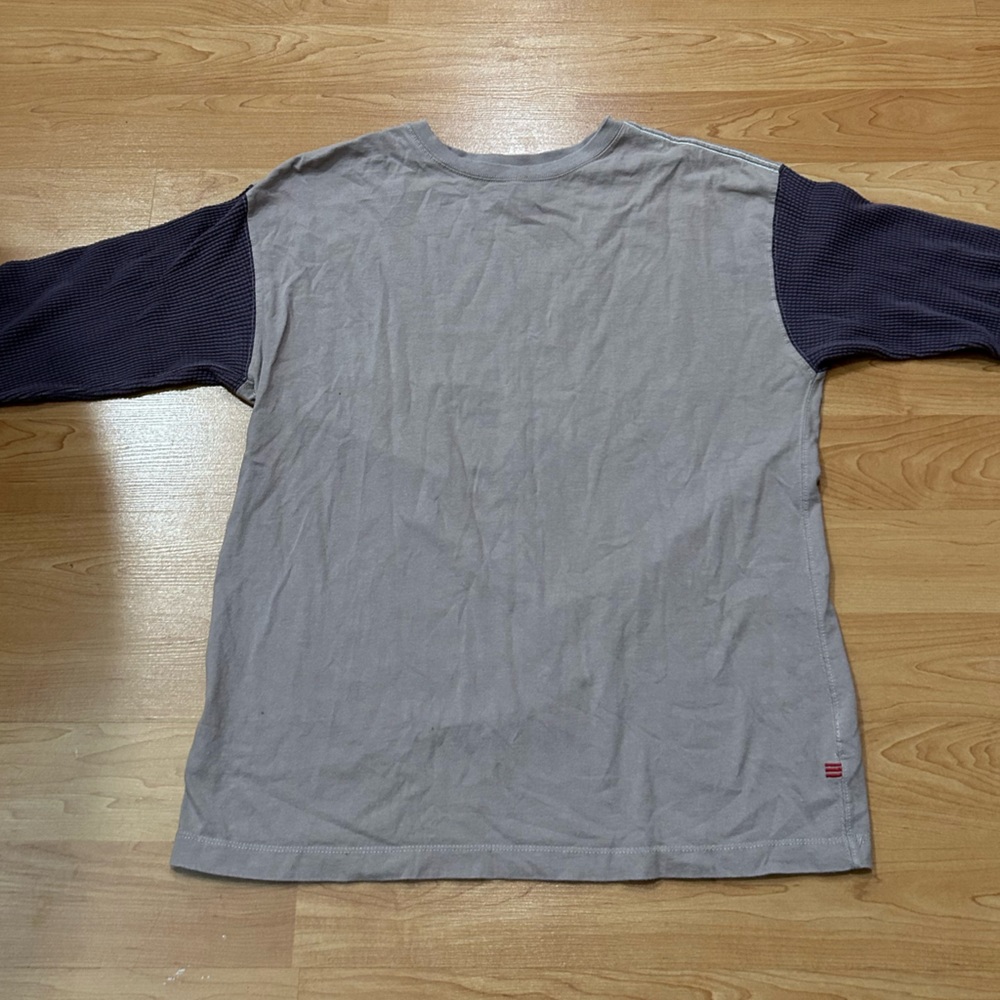 BDG Waffle Sleeve Blocked Long Sleeve Tee Skater Oversized